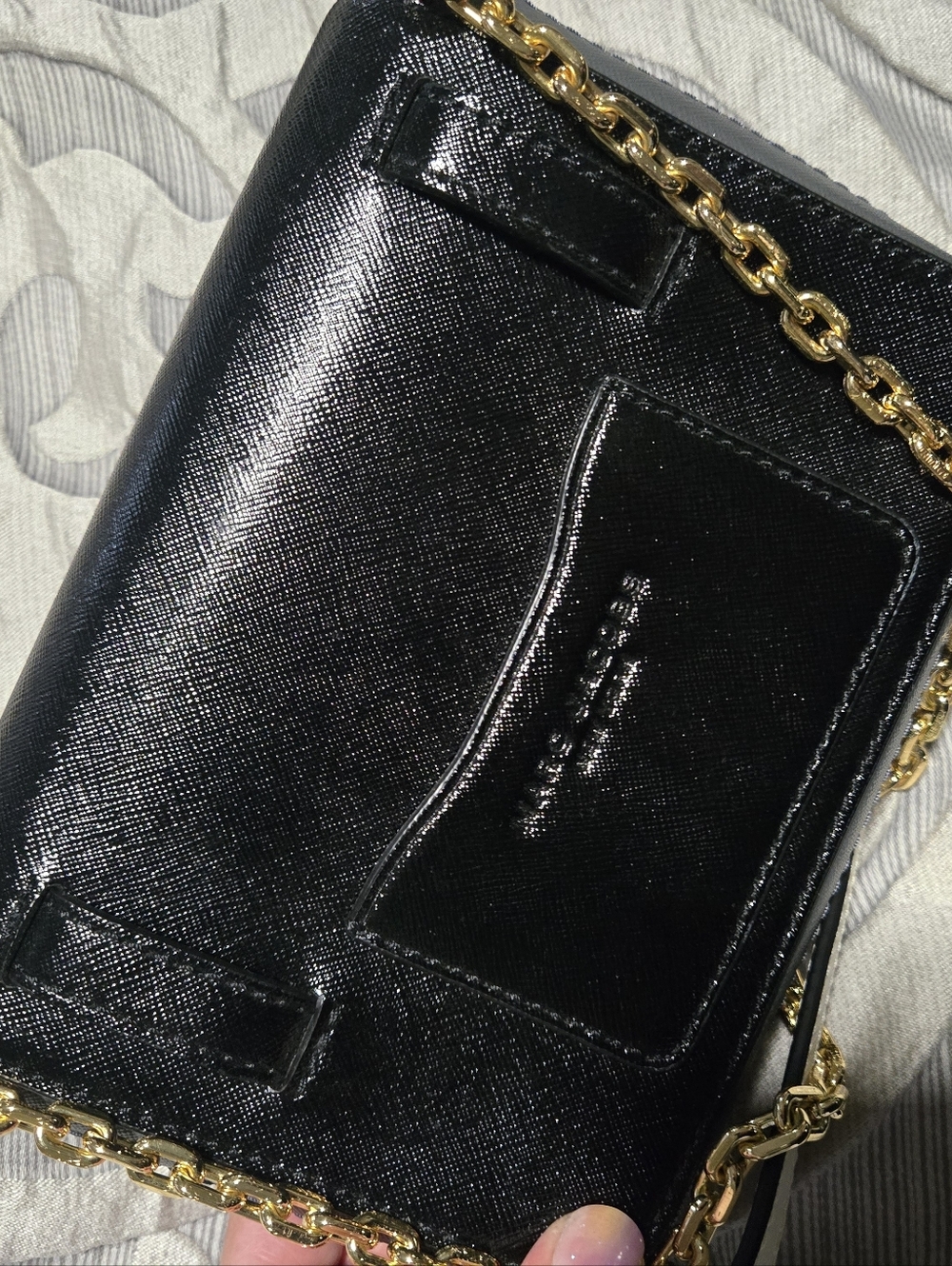 Marc Jacobs Inspired Black Leather Crossbody with Gold Hardware - Picture 2 of 6